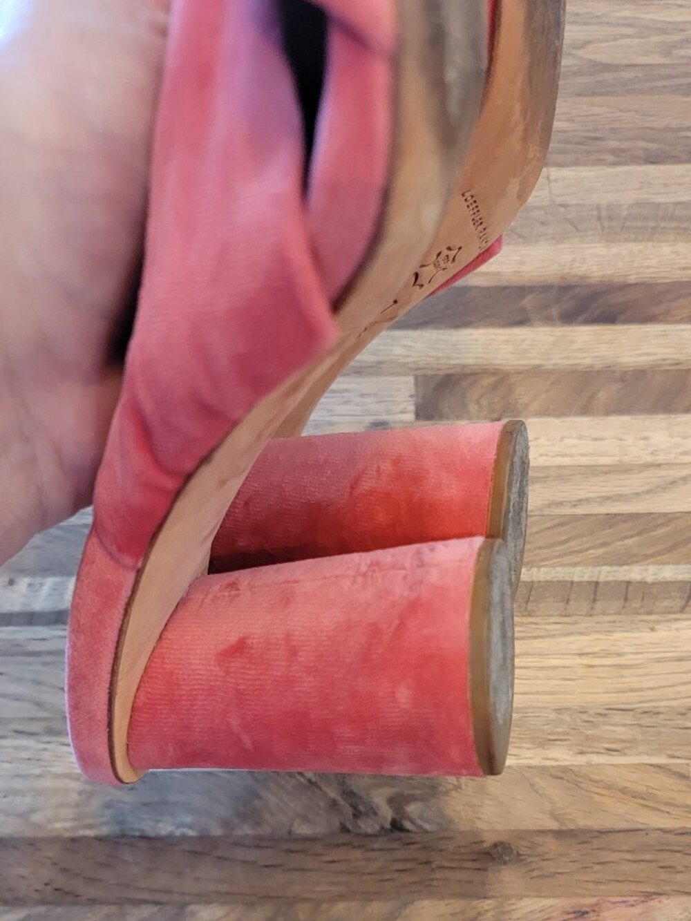 Loeffler Randall Pink Coco Knotted Velvet Heels/Mule Sandal - Picture 8 of 15
